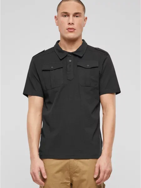 Polo Brandit din jerseu cu mânecă pe jumătate negru