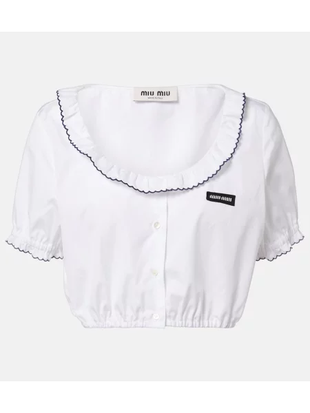 Decupat top Miu Miu din poplin alb