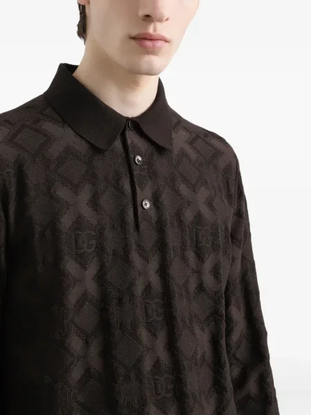 Polo Dolce & Gabbana cu imprimeu geometric maro
