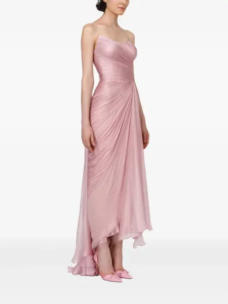 Sukienka Iris Serban drapowana bez ramiączek garniturowa różowa