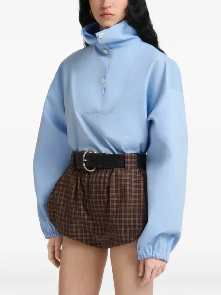 Bluză Marni cu guler înalt din poplin albastru
