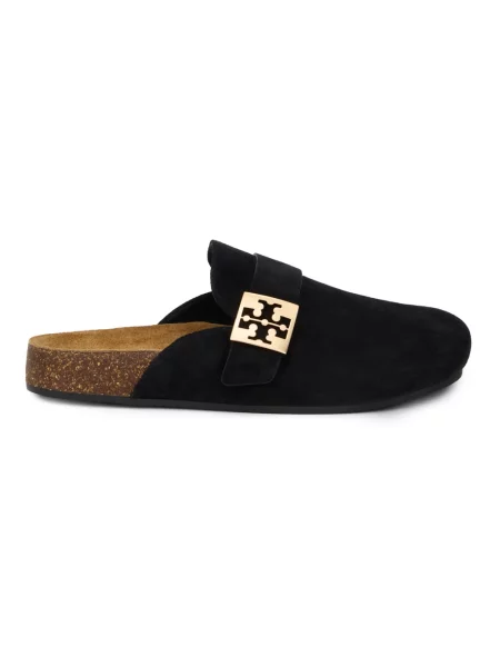 Klapki mules Tory Burch skórzane czarne