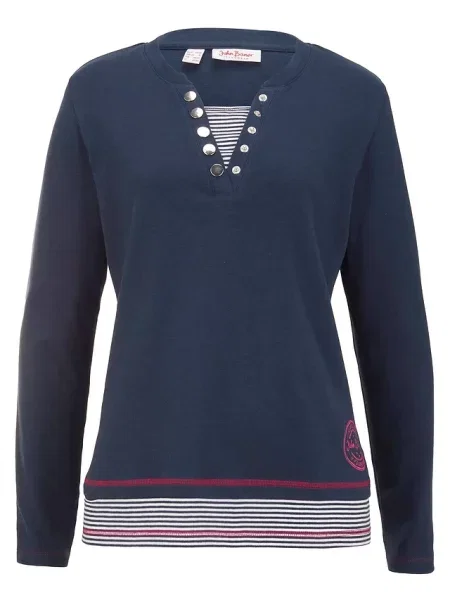 T-shirt z długim rękawem w optyce 2 w 1 niebieska