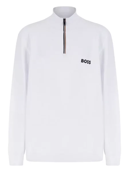 Sweter Boss Green Hugo Boss w paski biały
