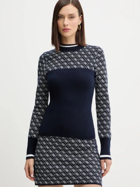 Guess Pulover Bleumarin alb