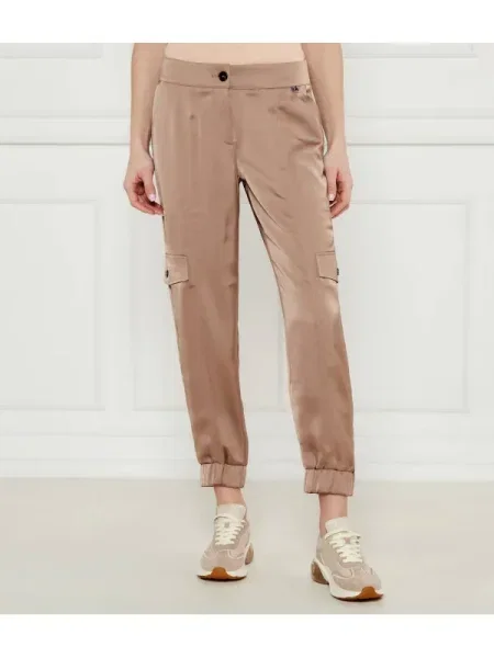 Marc Cain Szatén cargo nadrág Ridder | Relaxed fit bézs