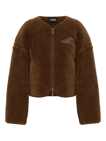 Geacă Dsquared2 cu broderie din fleece maro
