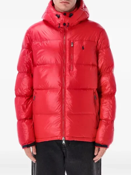 Geacă cu puf Polo Ralph Lauren cu glugă roșu