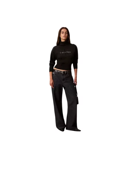 Sweter z golfem Calvin Klein Jeans czarny
