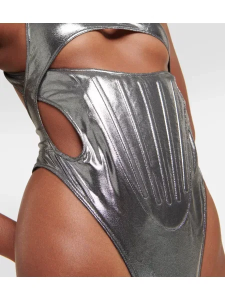 Costum de baie Mugler argintiu