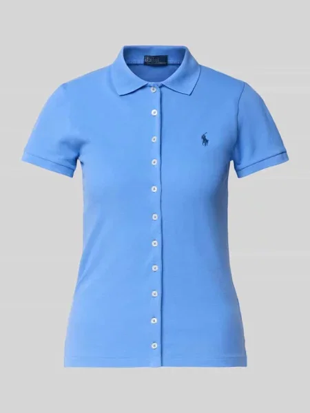 Koszulka polo z listwą guzikową Polo Ralph Lauren niebieska