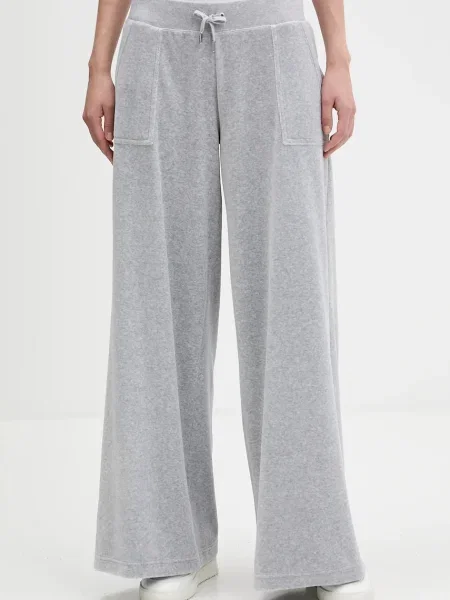 Juicy Couture pantaloni de trening din velur gri melanj verde