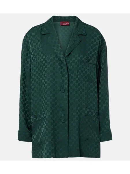 Jedwabny top Gucci zielony