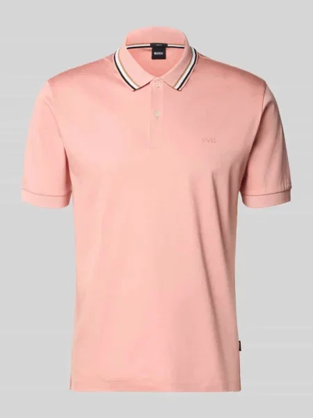 Koszulka polo z czystej bawełny krój slim fit model PENROSE' Boss różowe