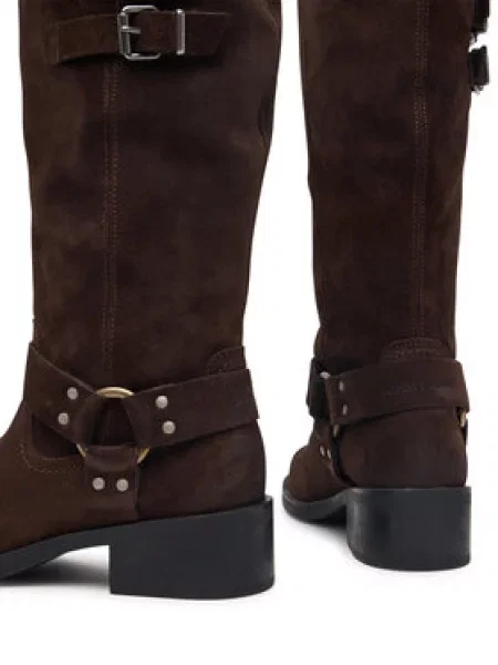Tommy Jeans Jojikų batai Tjw Brushed Suede Biker Boots Tamsiai ruda