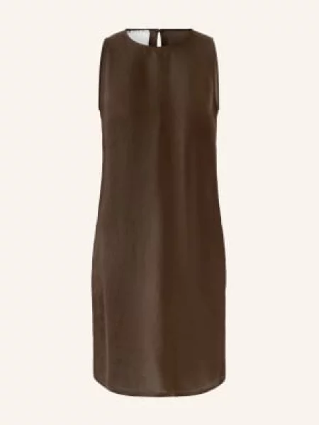 Oui Lněné Šaty tmavě hnědá