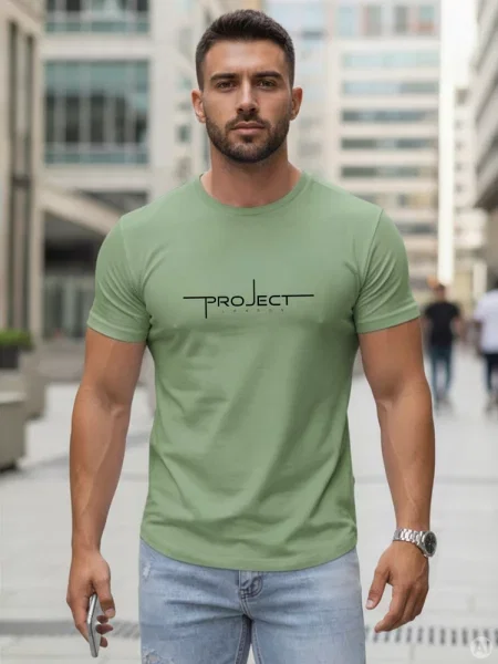 T-shirt z napisem Project London Dstreet zielony