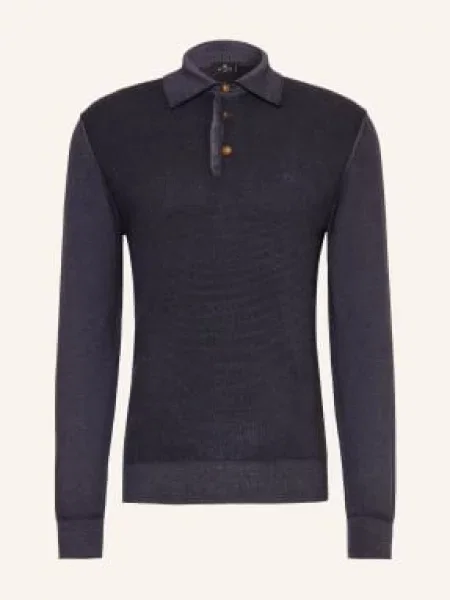 Etro Koszulka Polo Z Dzianiny blau granatowa