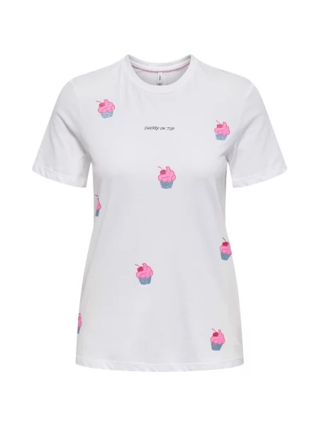 ONLY Tričko ONLKITA pink / černá / stříbrná bílá