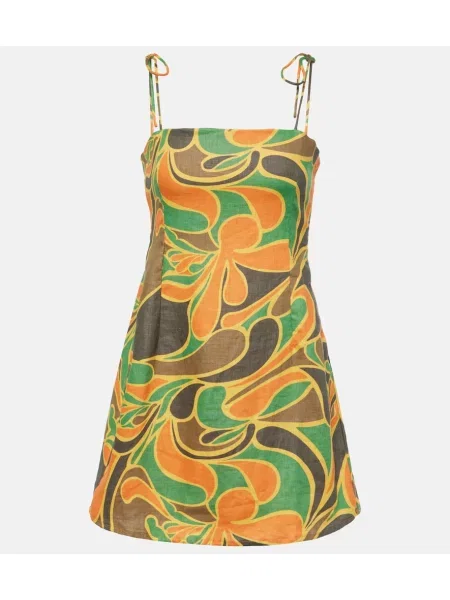 Laneni lanena obleka Faithfull s potiskom