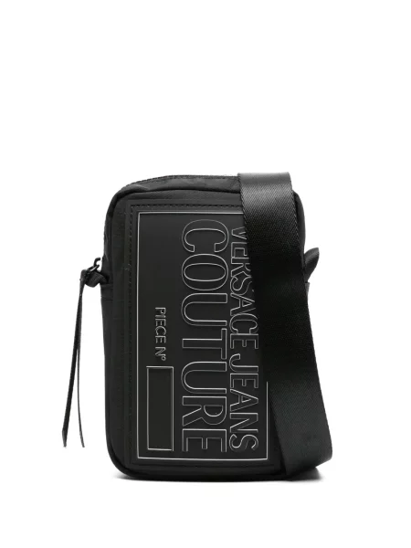 Geantă crossbody Versace Jeans Couture cu autograf negru