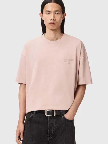 AllSaints t-shirt UNDERGROUND gładki różowy
