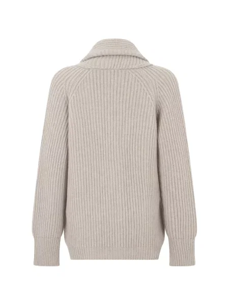 Gulerat cardigan Fedeli tricotate gri