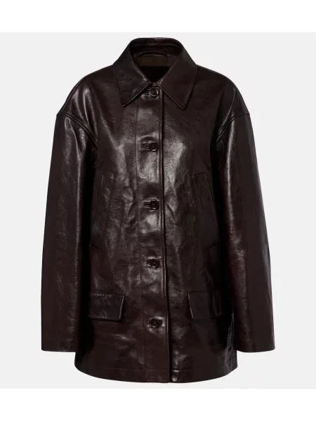 Palton Balenciaga din piele maro