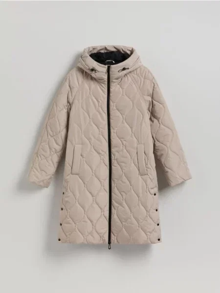 Reserved Pikowany płaszcz beżowy