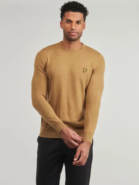 Sveter Lyle & Scott z merina lopatkový krk hnedá