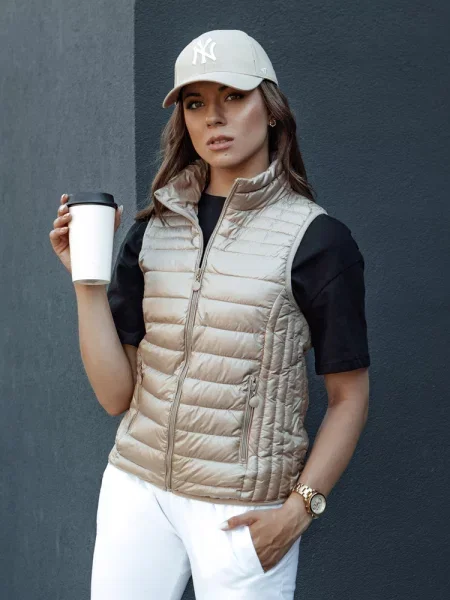Kamizelka pikowana ze stójką STYLISHZ kamelowa Dstreet