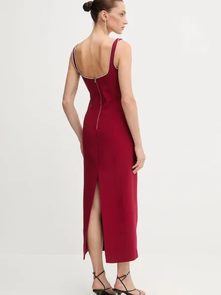Bardot rochie maxi drept bordo