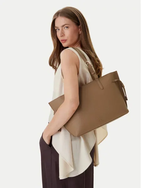Shopperka Furla skórzana beżowa