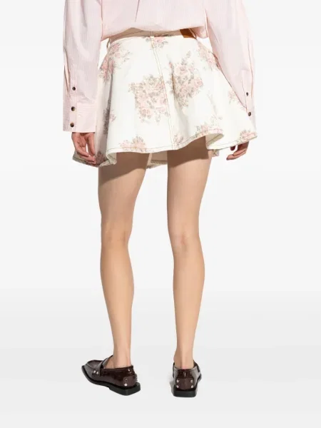 Fustă Ganni cu model floral alb