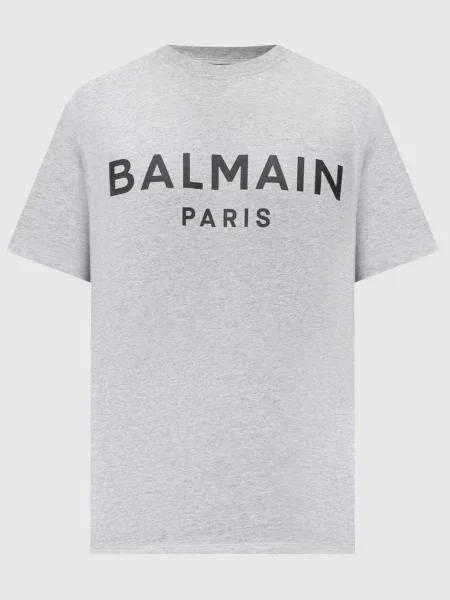 Футболка з логотипом Balmain сіра