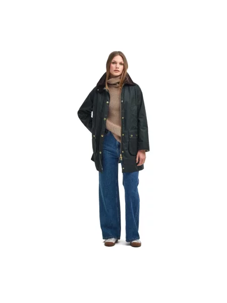 Barbour Kurtka Long Beadnell Kobiety jednolity 34 zielony