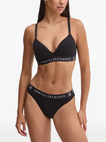 Sutien triunghi Armani Exchange cu autograf negru