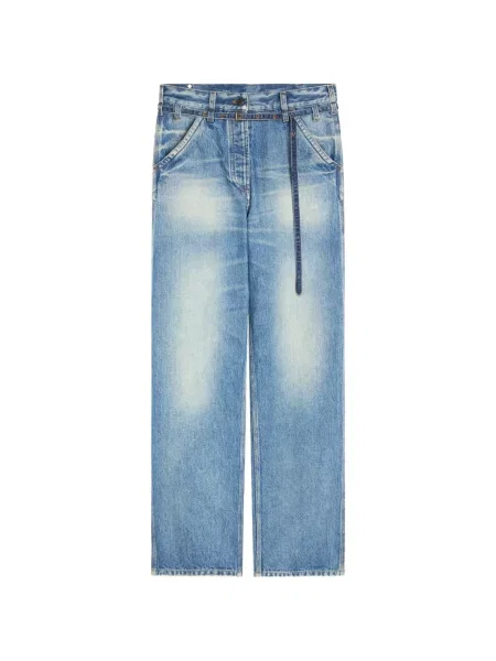 Cu centură pantaloni Dries Van Noten albastru