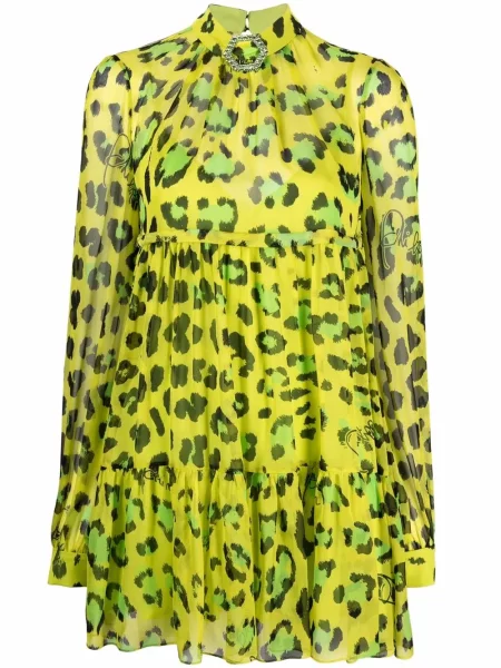 Rochie Philipp Plein de mătase cu imagine cu model leopard