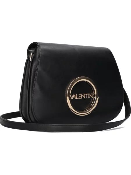 Lniana torebka crossbody Valentino By Mario Valentino z logo czarna