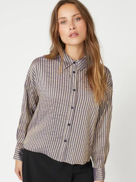 Co'couture Bluză Calvia / albastru închis bej