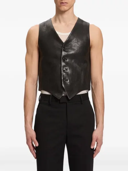 Vestă Ann Demeulemeester din piele negru