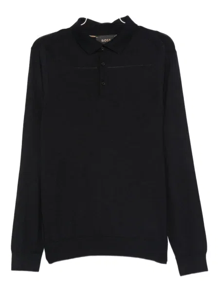 Lung tricou polo Boss albastru