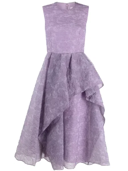 Rochie Erdem cu volane din jacard de costum violet