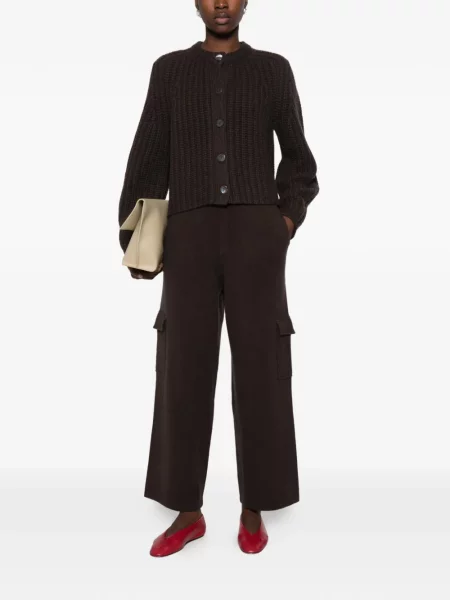 Cardigan Ftc tricotate chunky maro
