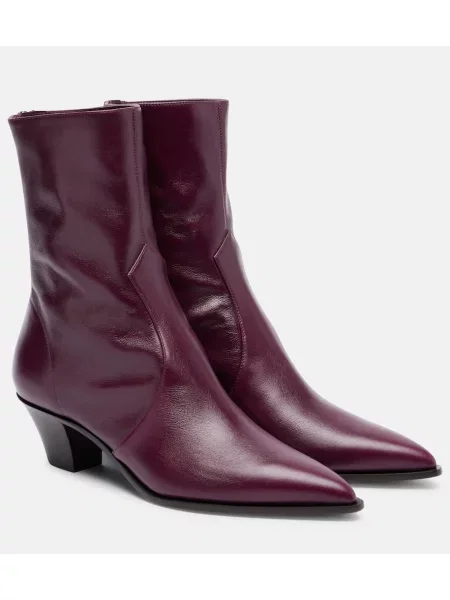 Cizme scurte Aquazzura din piele bordo