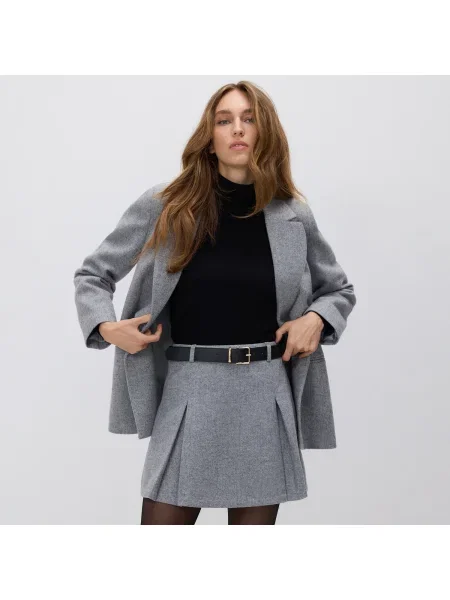 Reserved Miniszoknya gyapjúkeverékből világos szürke