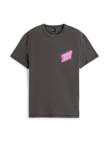 Tommy Jeans Majica NOVELTY FAIR neonsko modra / svetlo roza črna