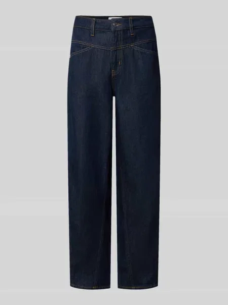 Jeans o kroju straight fit z zapięciem na guzik Comma niebieskie