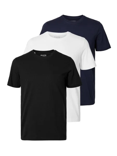 SELECTED Tricou SLHCORMAC bleumarin / negru alb